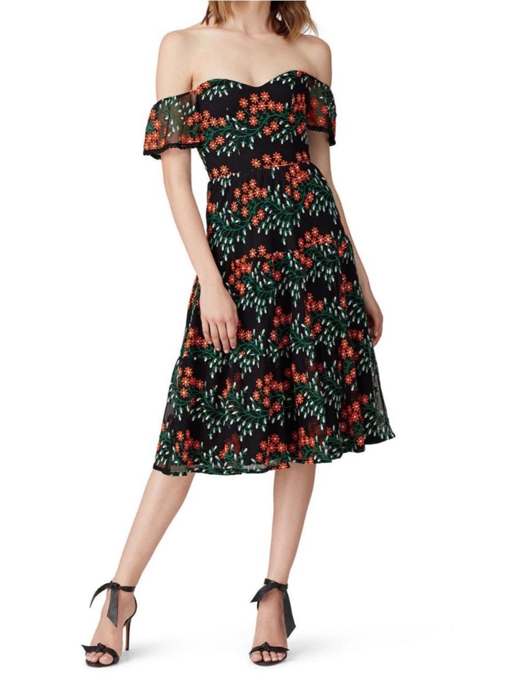 River Embroidered Off the Shoulder Midi Dress - Picture 10 of 11